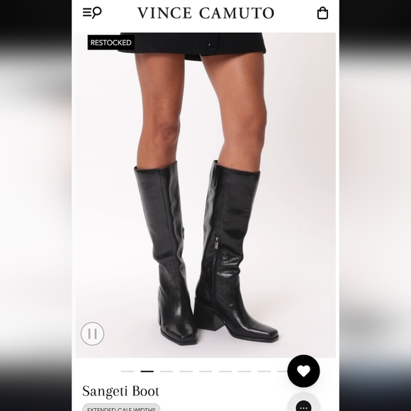 Vince Camuto SANGETI NARROW CALF BOOT BLACK  / size 11 - Picture 2 of 14